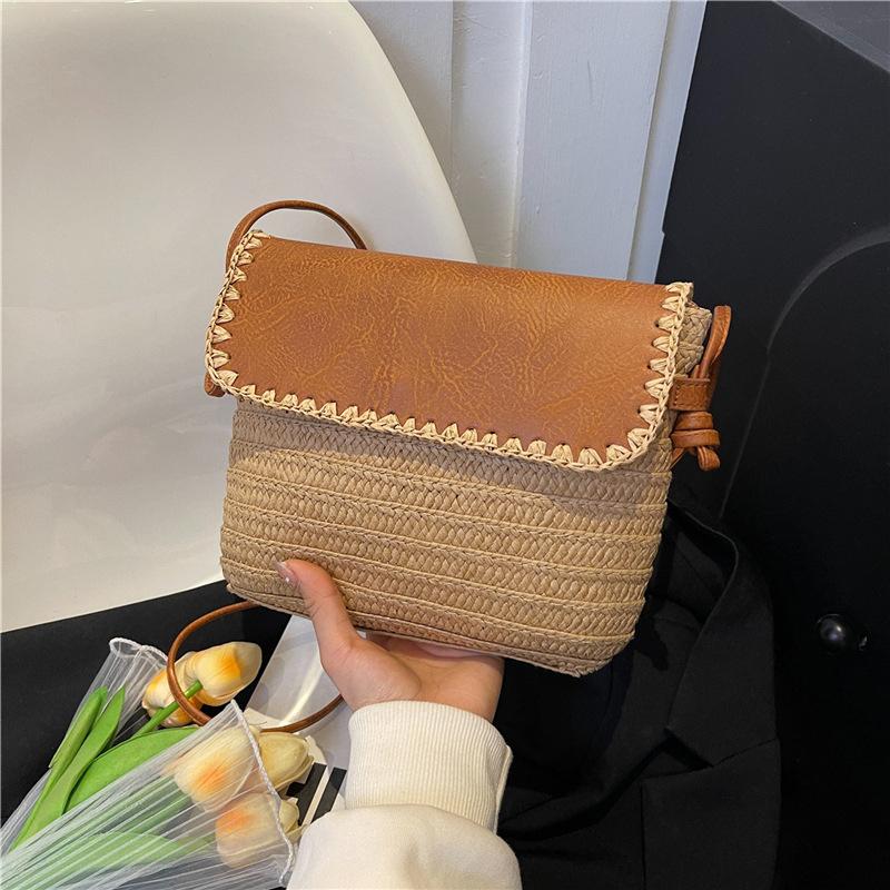 Сумка-мессенджер из бумажной веревки, плетеная вручную, для женщин, леди, пляж, маленькая сумка через плечо, сумка для отдыха, кошелек