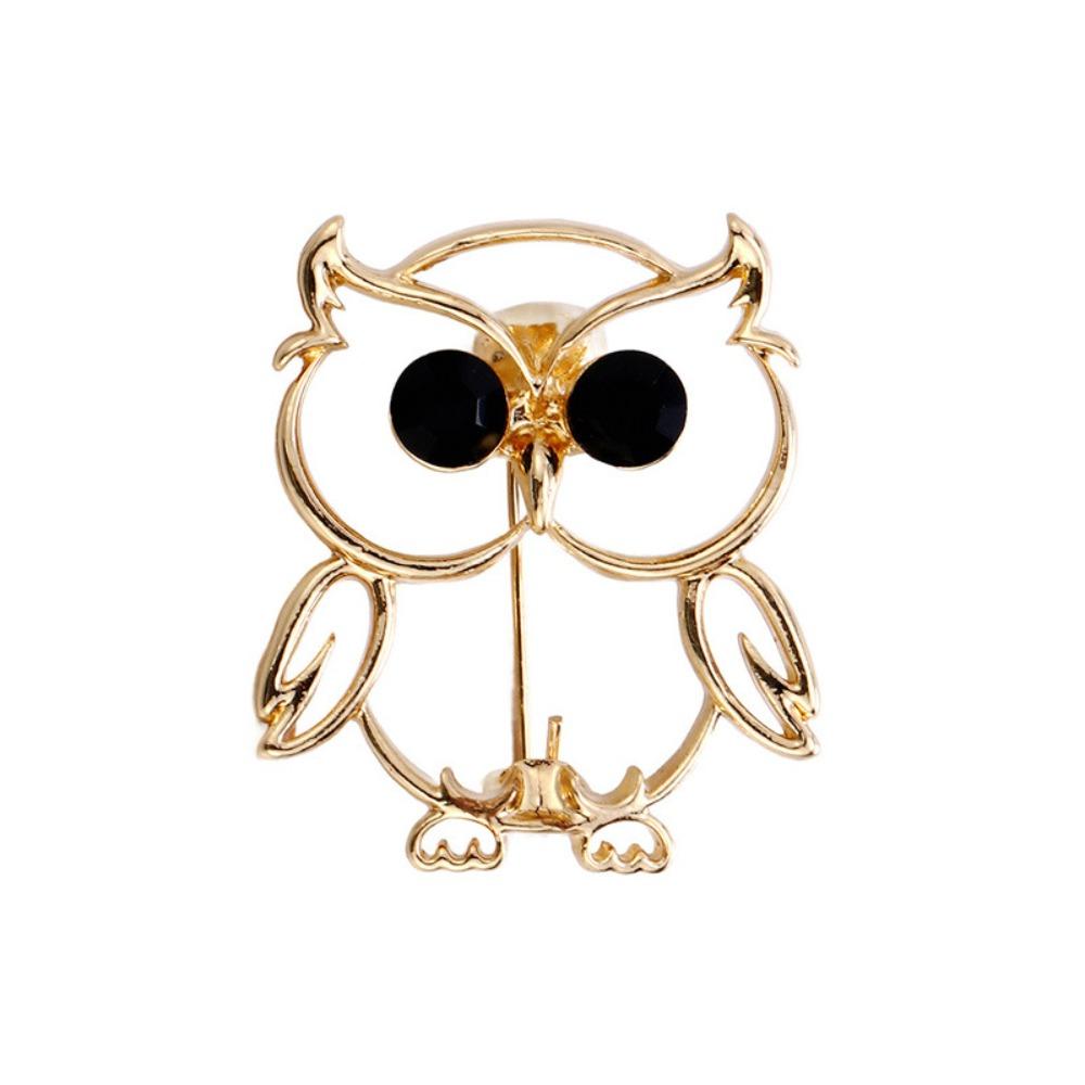 Hollow Animal Metal Pin Light Luxury Owl Badge Pin Fashion Jewelry Owl Rhinestone Brooch Gifts