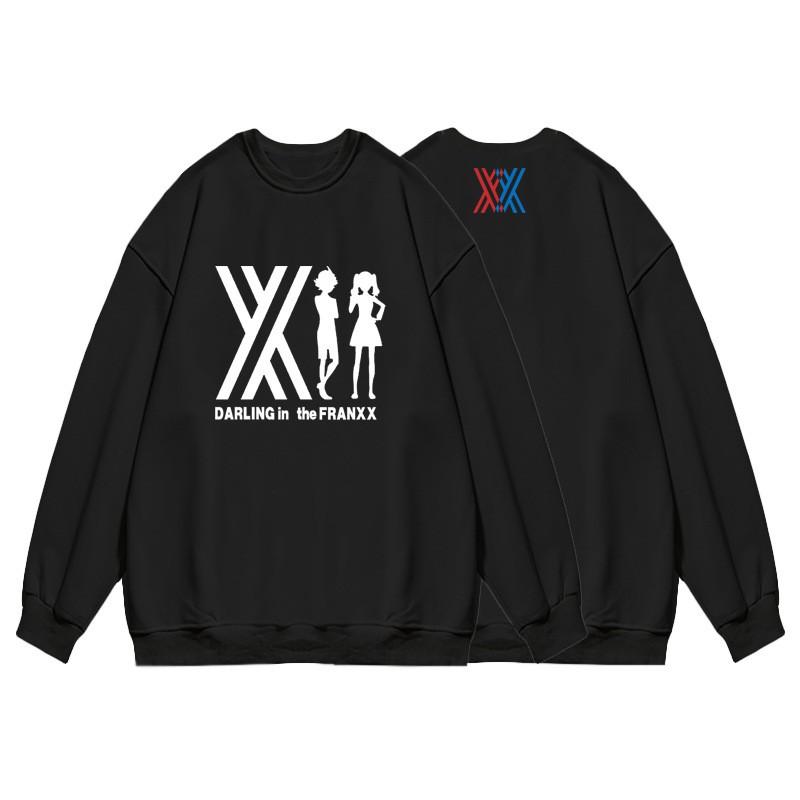 Mens Long Sleeve Crewneck Sweatshirt Anime Darling In Franxx 02 Casual Pullover
