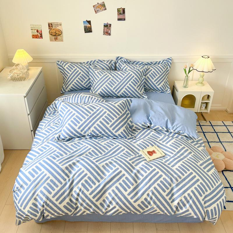 Комплект из четырех предметов, пододеяльник из чистого хлопка, простыня из хлопка, комплект из трех предметов для односпальной кровати в общежитии