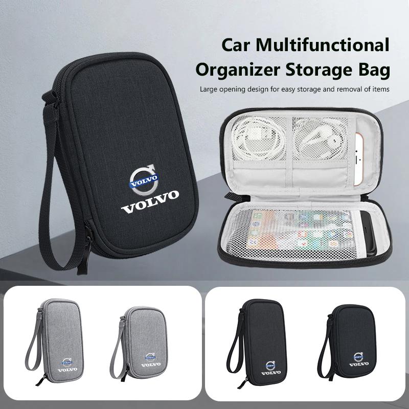 Car Cable Drive Earphone Charger Protable Storage Bag For Volvo XC90 V90 V60 XC60 V40 S80 S60 S90 C40 XC40 V70 XC70 C30 C70 EX90 HQ8