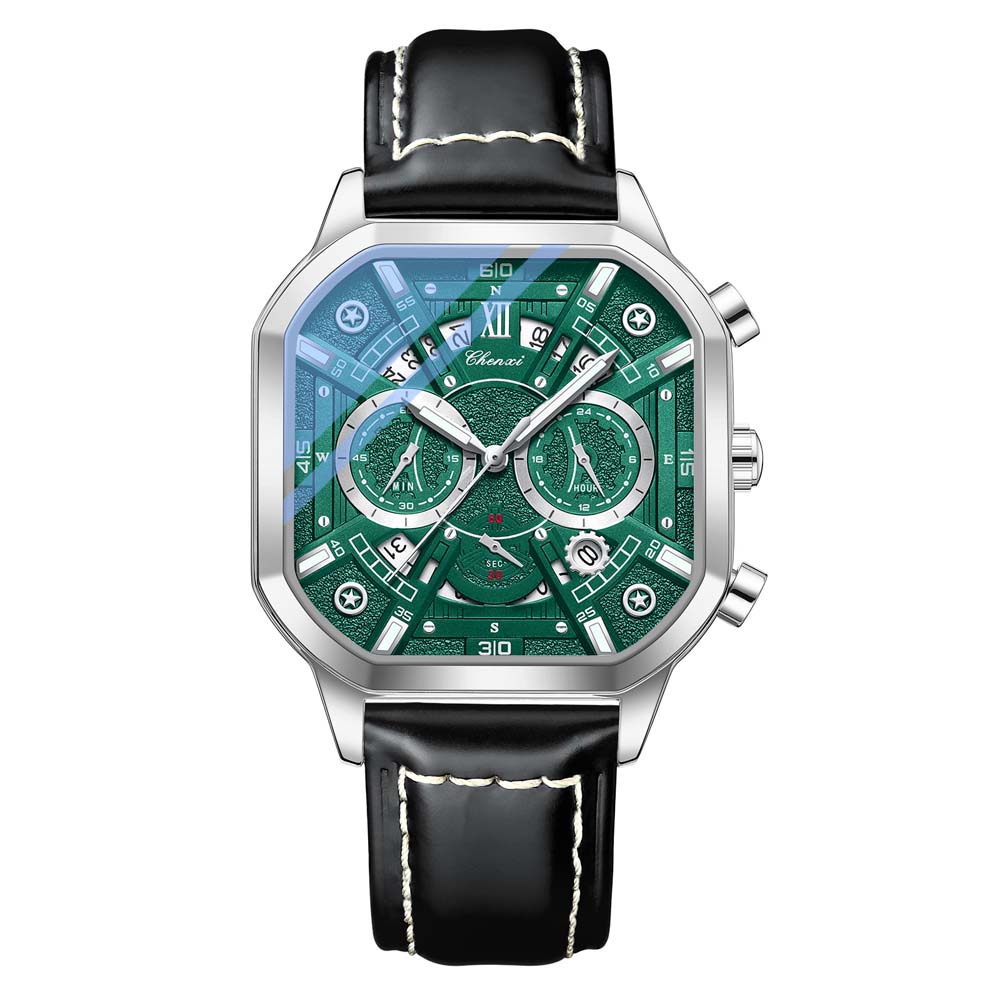 Chenxi New Men's Multifunctional Quartz Watch Calendar Luminous Chronograph Waterproof Men's Wristwatch reloj hombre