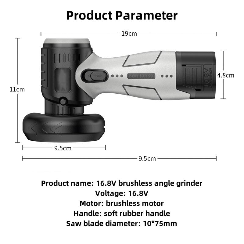 16.8V Brushless Cordless Angle Grinder Rechargeable Grinding Tool Polishing Grinding Machine For Cutting Diamond Power Tools