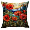 New Vintage Floral Pillowcase Creative Colored Glass Printed Home Sofa Car Cushion Pillowcase