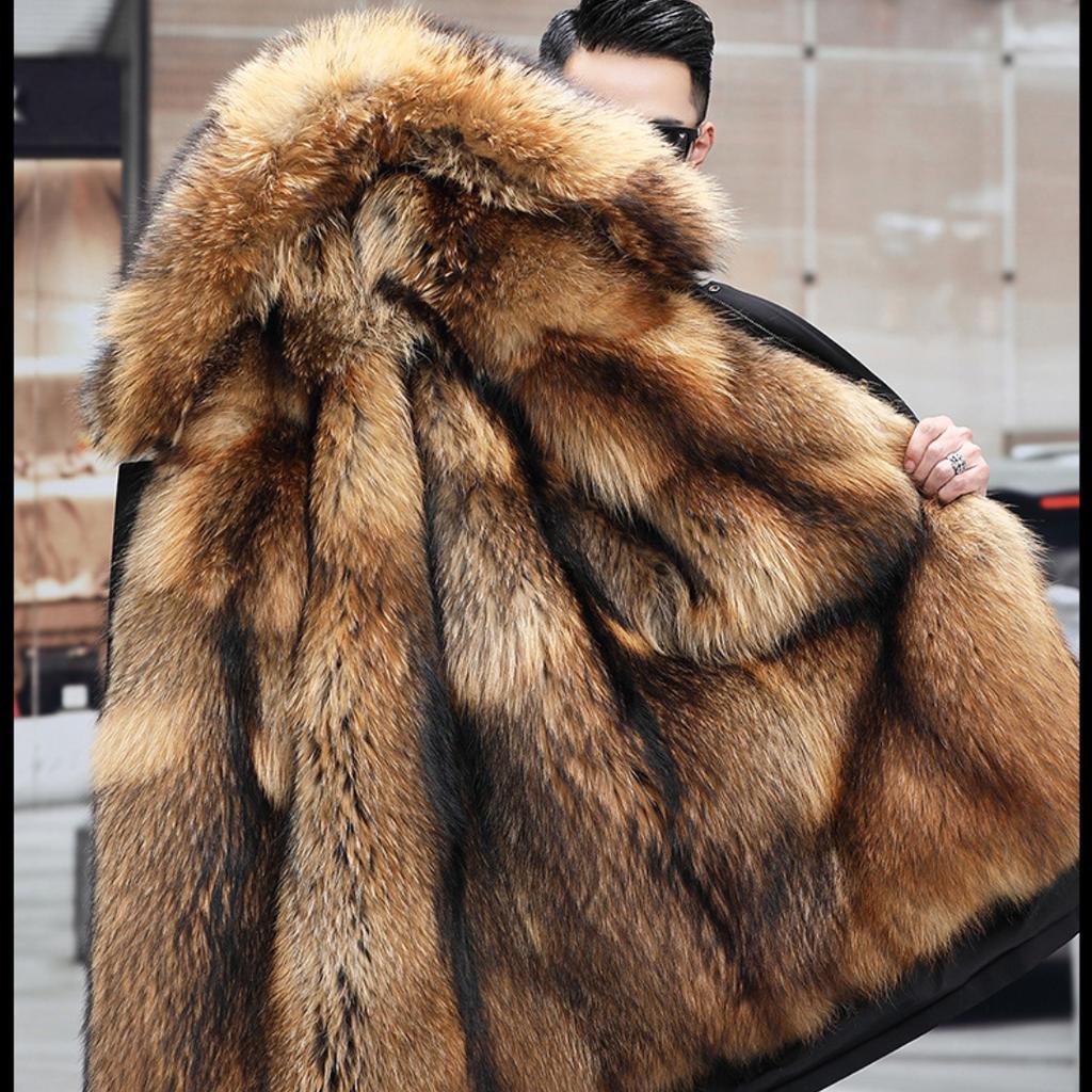 Пальто из искусственного меха, свободное пальто, толстое теплое мужское плюшевое пальто, внутренняя подкладка из лисьего волоса, съемный воротник, длинные меховые парки, меховая куртка