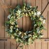 19,7-дюймовый искусственный венок из эвкалипта, венок из искусственной зелени с ягодами, венок из листьев эвкалипта для входной двери, для внутреннего и наружного праздничного декора