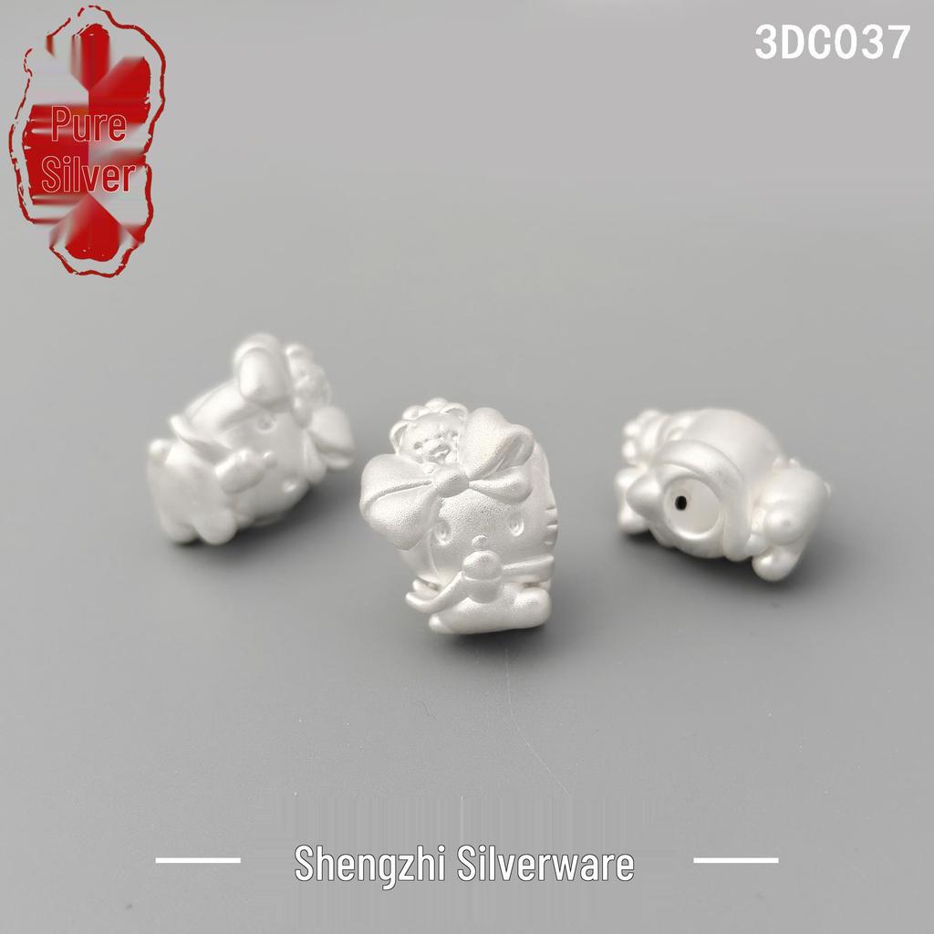 Серебряные подвески 999 пробы 3D Мультяшный Кот Медведь Rulu Tong для Рукоделия DIY Украшений Браслетов