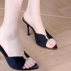 Ins summer pointed high heels elegant year open-toe sandals metal buckle style sexy