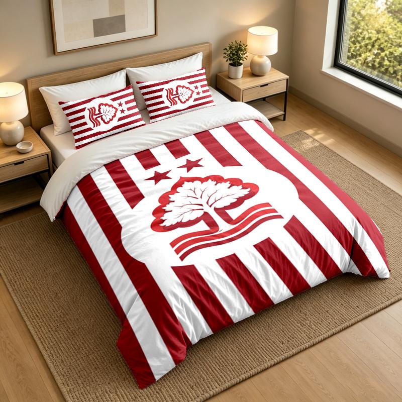 3-Piece Bed Sheet Set with Nottingham Forest Design, 1 Flat Sheet and 2 Pillowcases for Bedroom