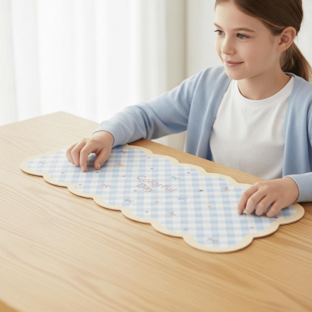 Gingham Mouse Pad Cute Table Blotter Table Cushion Desk Mat Students
