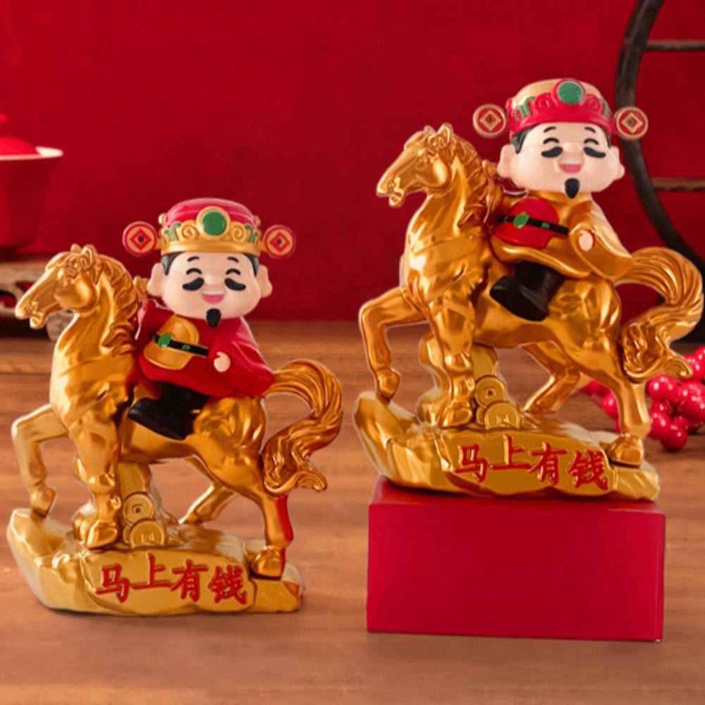 Скульптура Бога Богатства в китайском стиле, работающая на солнечной энергии, кивающая, статуэтка удачи и богатства, украшение для автомобиля