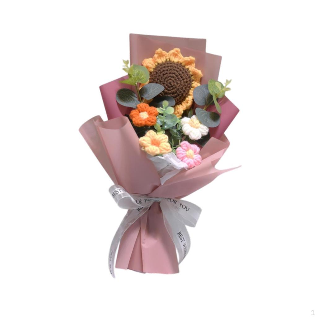 Вязаный крючком букет цветов Искусственный готовый домашний офисный декор Цветочный