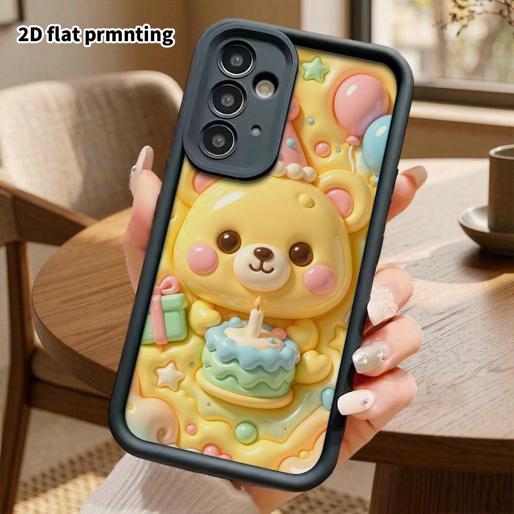 Phone case: 2D flat, suitable for Samsung Galaxy A34 A35 M05 M06 S20 S22 S21 FE Plus 5G protective case, birthday little yellow bear, perfect holiday 