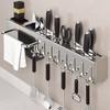 Stainless Steel Knife Holder Kitchen Knife Rack Punch Free Multifunctional Kitchen Knife Chopsticks Storage Rack Wall Mounted Knife Rack