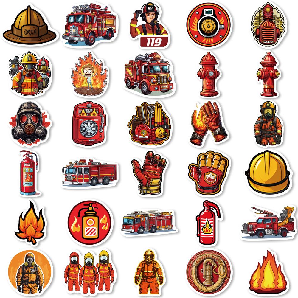 10 30 61Pcs Fire Hero Firefighter Stickers Fireman Decal Laptop Suitcase Motorcycle Car Phone Decoration Sticker Kid Classic Toy