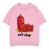 Catchup Funny Cat Meme TShirt Unisex Women Fashion Aesthetics Tshirts Summer Shortsleeved 100 Cotton Loose Casual Tshirts