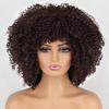 MISS WIG Короткий вьющийся парик из синтетического термостойкого волокна, черный, коричневый, с челкой, афро-градиентные парики для косплея