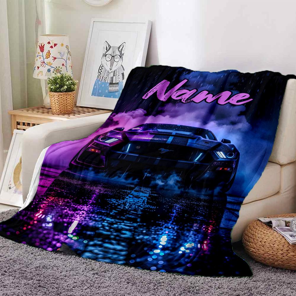 Custom Name Racing Theme Printed Blanket - Perfect for Couch, Bed, Travel & Outdoor Use | Machine Washable, Cozy & Durable.