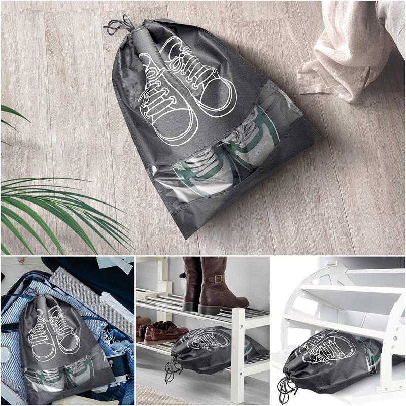 Портативная дорожная сумка для обуви, водонепроницаемая сумка для обуви для спортзала, путешествий, компактная пыленепроницаемая сумка для хранения с веревкой, нетканый мешок для обуви