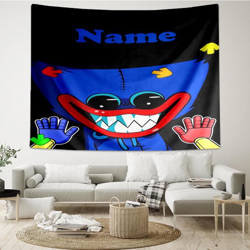 Custom Name Poppy Playtime Print Tapestry, Backdrop, Easy Setup, Ideal for Bedroom, Office & Living Room, with Aesthetic Wall Hanging Decor.