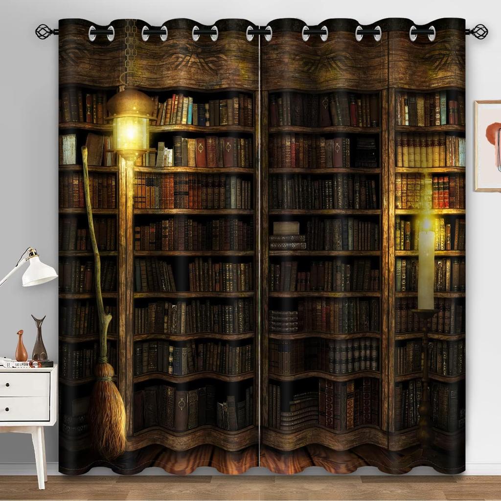 3D цифровая печать Винтажные книжные полки Шторы для гостиной спальни Ретро Библиотека Окно Домашний декор Индивидуальный дизайн