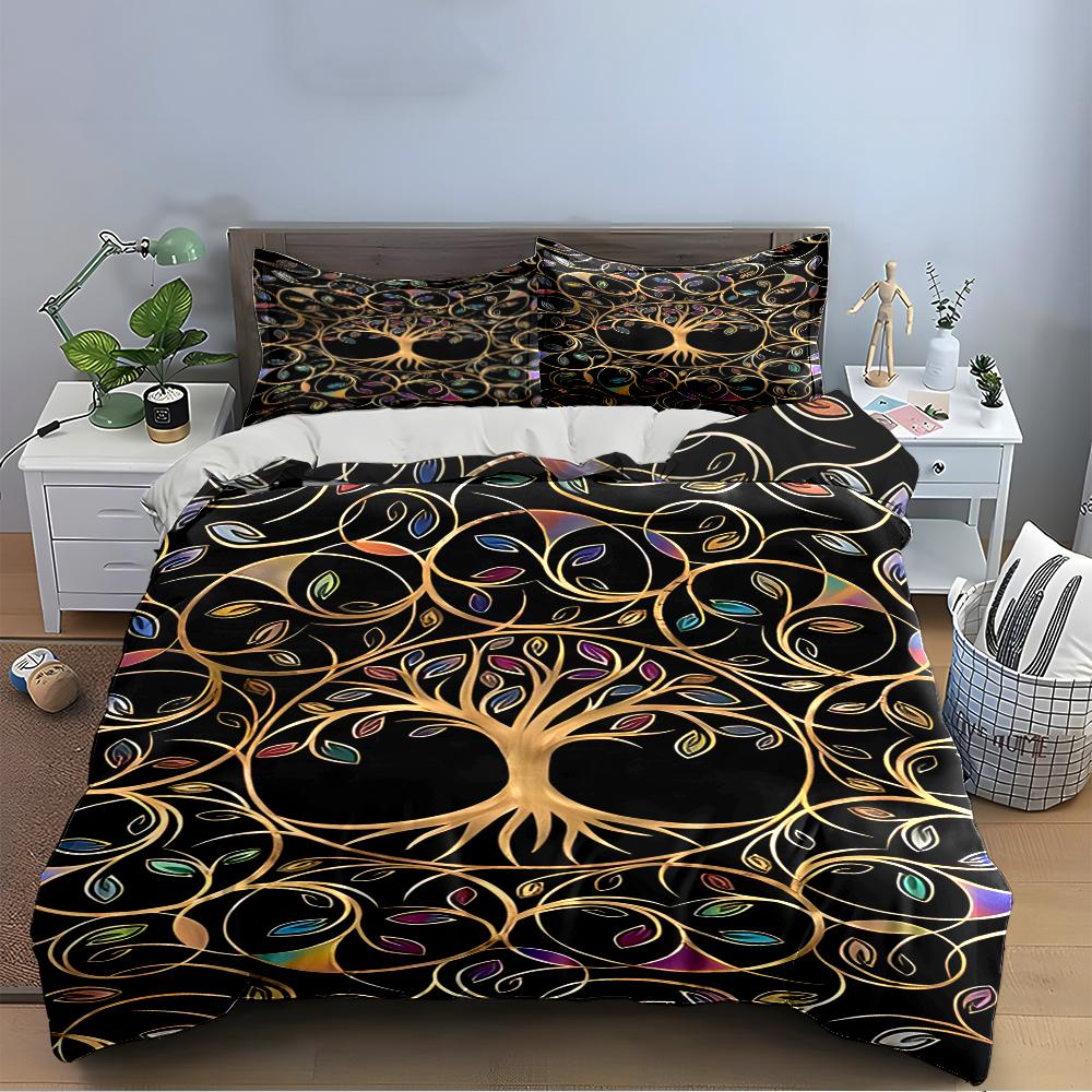 Golden Tree of Life Bedding Set Bedding set (1 duvet cover, 2 pillowcases, duvet not included)