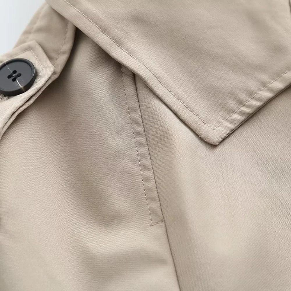 with Belt Cropped Trench Jacket Double Breasted Jackets Women Chic Autumn Winter Coat Holiday