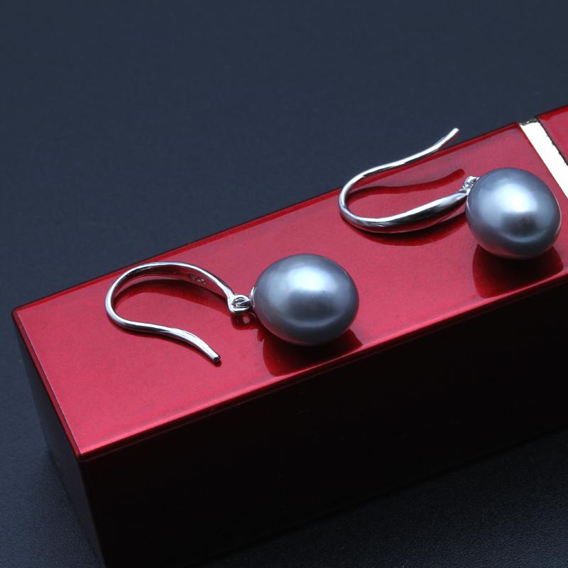 Real Freshwater Gray Pearl Earrings For Women ,Wedding 925 Sterling Silver Jewelry Black Natural Pearl Earring Girl Birthday Gift