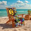 1Pc Colorful Cartoon Faces Beach Towel Quick Dry Multiuse For Beach Pool Gym Yoga Home Travel Christmas Halloween Xmas Gift Es116