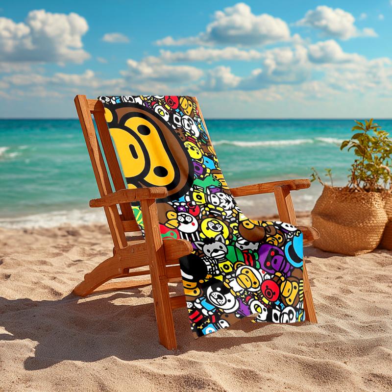 1Pc Colorful Cartoon Faces Beach Towel Quick Dry Multiuse For Beach Pool Gym Yoga Home Travel Christmas Halloween Xmas Gift Es116