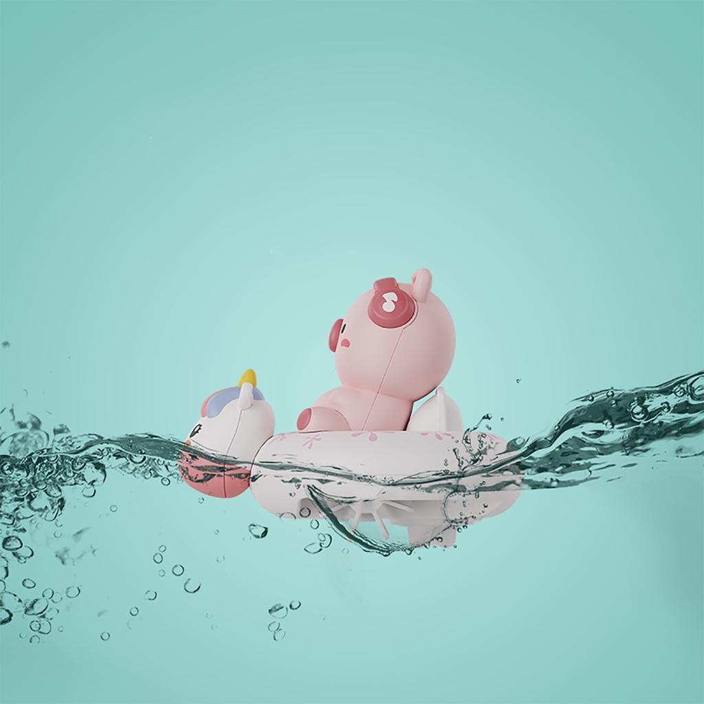 Детская цепочка для игр в воде Кролик Милая свинья Круг для плавания Заводная гребля Детская ванная Душ Интерактивная игрушка