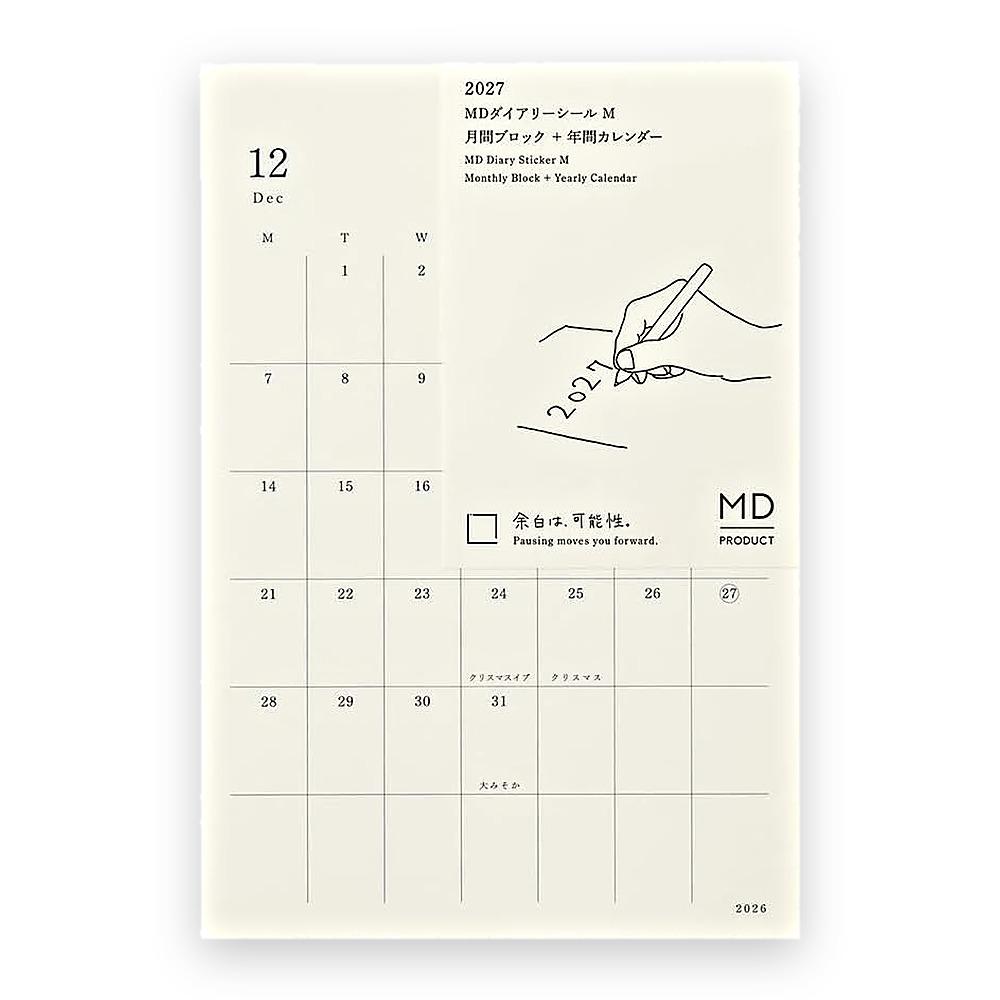 Наклейки для дневника DESIGNPHIL Midori MD Notebook Наклейка для дневника 2027 Ежемесячные S M L Начало Дек 2026 Начало с понедельника