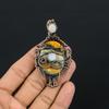 Bumble Bee Jasper & Rainbow Moonstone Jewelry, 999 Copper Wire Wrapped Gemstone Pendant, Handmade Pendant, For Memorial Day