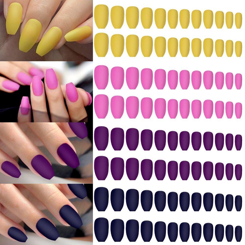 96pcs French Fake Nials Long Square and Ballerina Nail Tips Manicure False Nails DIY