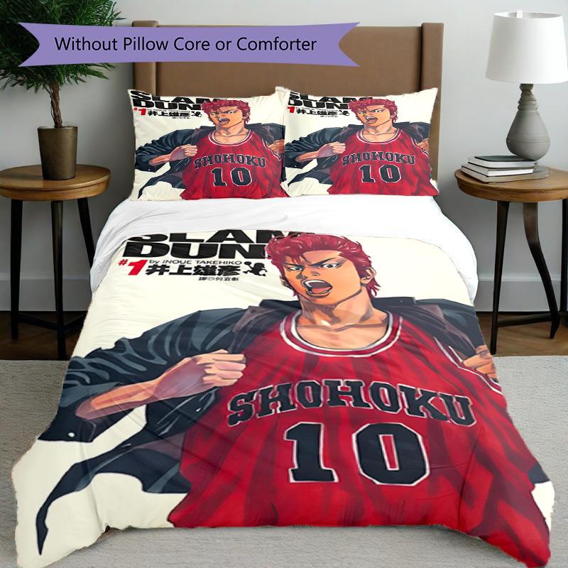 3pcs Duvet Cover Set (1*Duvet Cover + 2*Pillowcase, Without Core), SLAM DUNK Print Bedding Set, Bedroom Decor, All‑Season, Birthday Gift