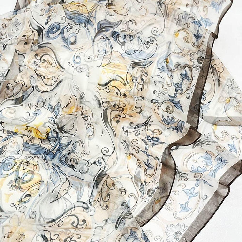 Breathable Silk Scarf Sun-Resistant Bandana Portable Long Wraps for Women