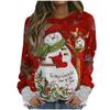 Christmas Snowman Pattern Women Fashion T-Shirts Autumn Winter Long Sleeve Christmas Style 3D Printed Ladies Street Tee Big Size