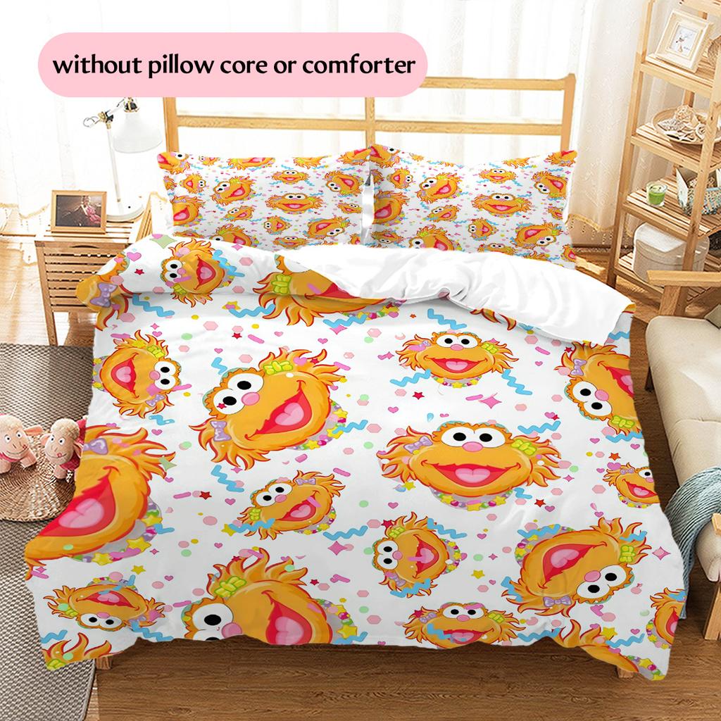Sesame Street Pattern Bedding Quilt Set Home Decoration Gift (1 * duvet cover + 2 * pillowcase without core)
