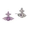 VIVIENNE WESTWOOD Серьги-гвоздики Saturn в форме короны, полностью усыпанные стразами, женские серьги, серебристо-фиолетовые 62010388-02P250
