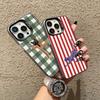Cute Green And White Plaid Animal Phone Case For Samsung Galaxy S26 S25 Ultra S24 S23 FE S22 S21 Plus A56 A55 Hard Matte Cover
