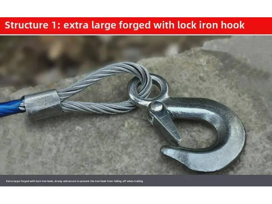 4m 5-Ton Car Tow Rope with Hooks - Safe Self-Driving Emergency Equipment