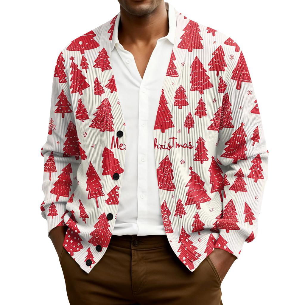 Мужской кардиган с длинным рукавом, рубчатой вязки