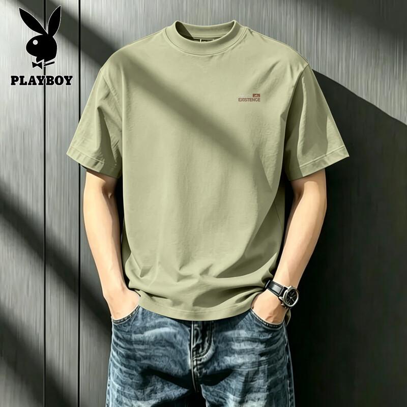 PLAYBOY Мужская свободная футболка из чистого хлопка с коротким рукавом