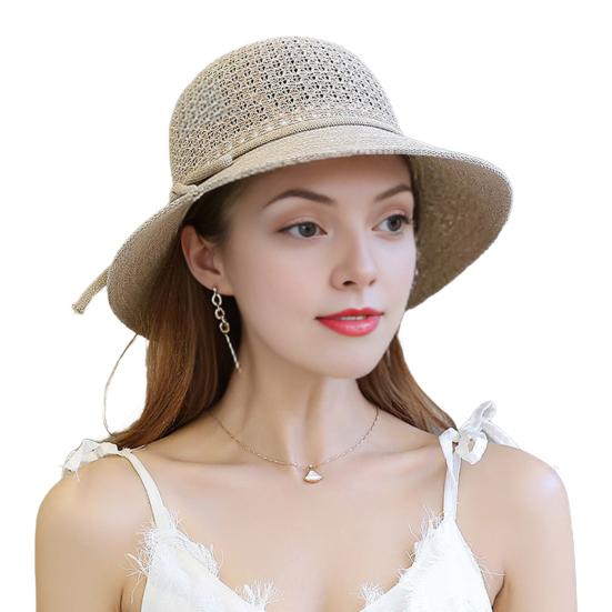 Summer Beach Cap Sun Hat for Woven Floppy Wide Brim Bucket