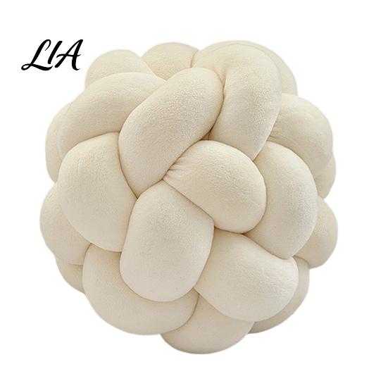 Soft Spandex Decorative Pillow Knot Ball Throw Pillow, Round Ball, Knotted Handmade Textured Cushion for Sofa Couch, Modern Bedroom Living Room Decor