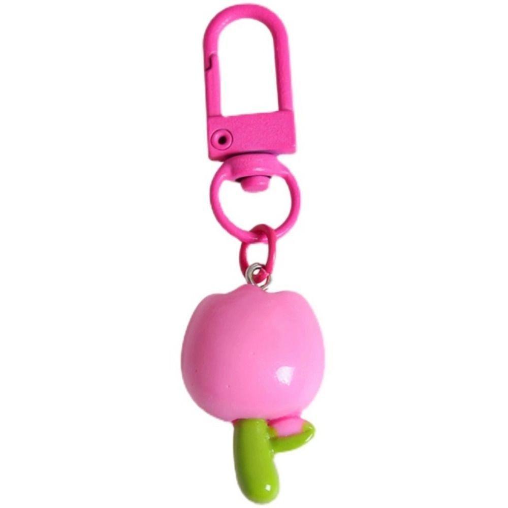Candy Color Sunflower Keychain Young Girl's Heart Sweet Resin Tulip Keychain Girls