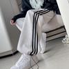 Striped Sweatpants Women's New Spring and Autumn Small Loose Casual Lazy White Gray Sports Straight Wide-leg Pants