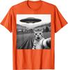 Cat Selfie With Alien UFO Funny Cat Gifts For Unisex T-Shirt