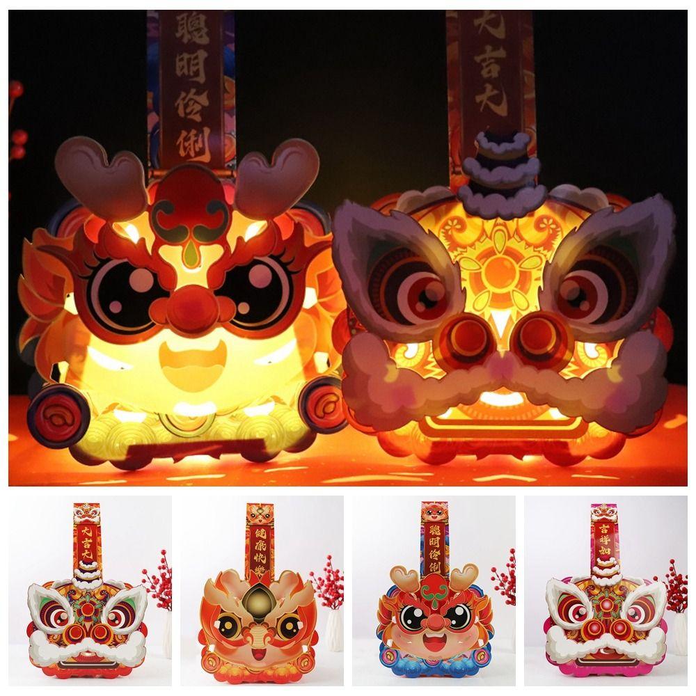Традиционный Год Дракона Портативный Фонарь Китайский Фонарь Ручной Работы DIY Материалы Домашний Декор