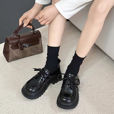 Кожаные женские весенние новые универсальные модные туфли на платформе в британском стиле, в стиле колледжа, на толстом каблуке, в британском стиле, одинарные туфли